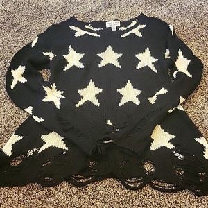 Wild Fox Kids white Label knit black star sweater
